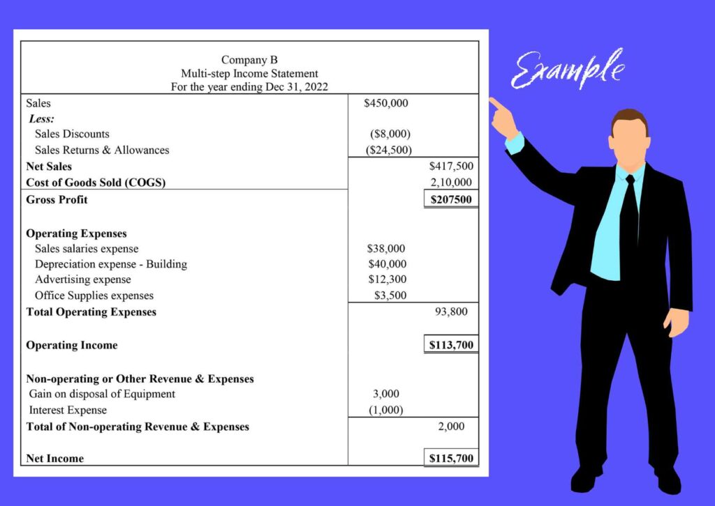 Example of Multi-step income statement