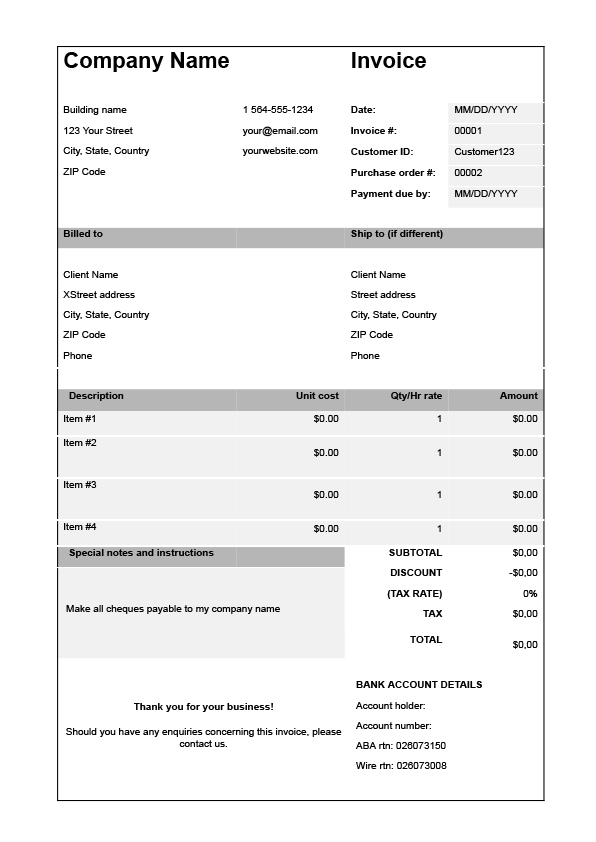 how to fill out an invoice example